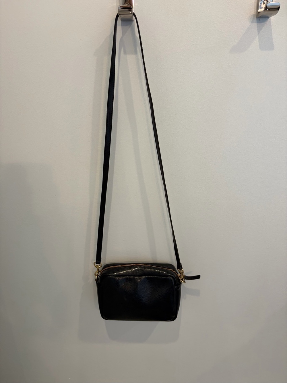 Clare V - Black Snakeskin Embossed Midi Sac - OS